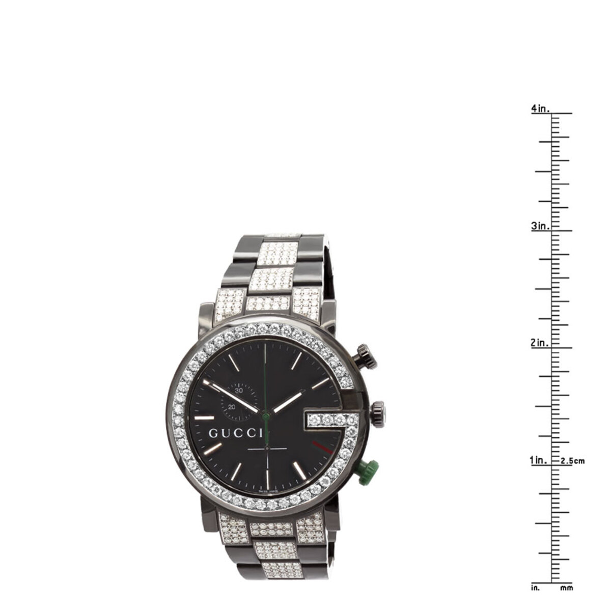 Men's Chrono Gucci Fully Iced out Watch 7.5ct 101G Black YA101331 964841