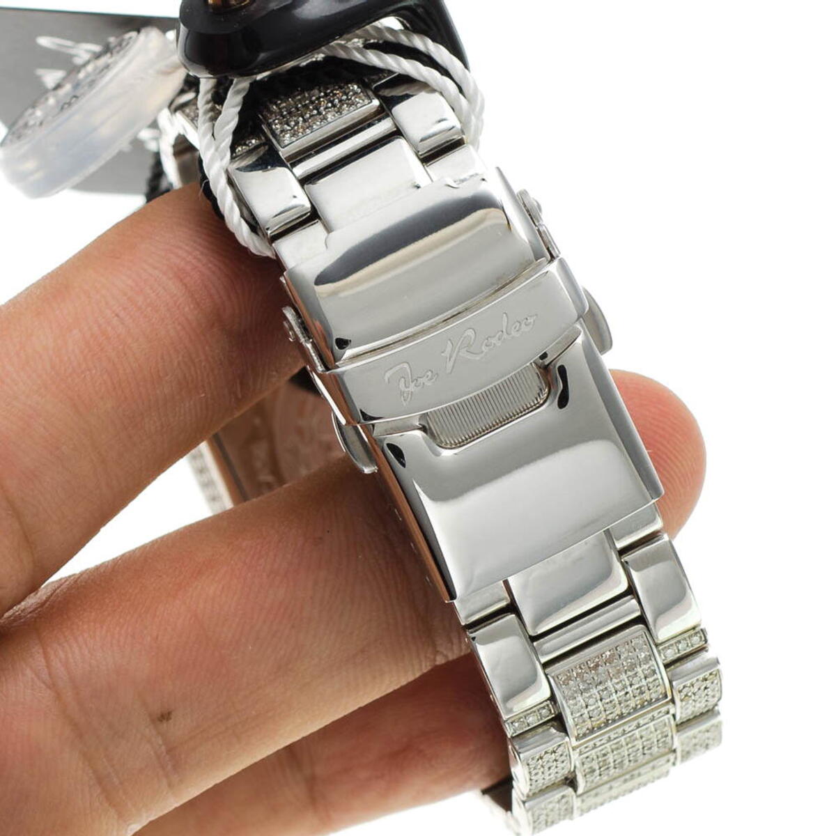 Joe Rodeo diamond watch, Madison. Silver/black/white. Mother of pearl/diamonds Joe Rodeo Madison Diamond Watch 1.50ct Black Steel 965943 main image 2