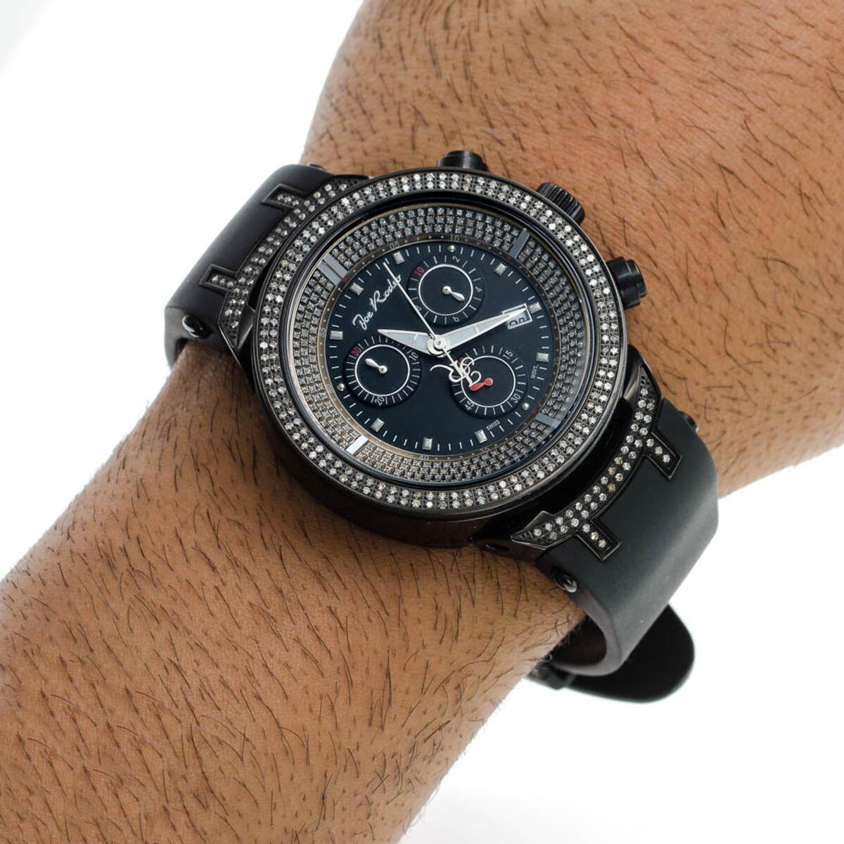 ジョーロデオ　ブラック Men's Joe Rodeo Blue Black Diamond Watch 4.25ct 965332