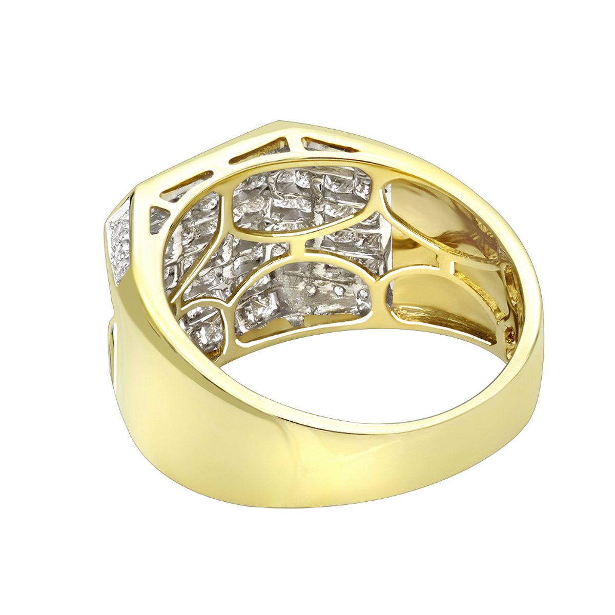 Mens 10K or 14K Gold Invisible Set Princess Cut Ring 3 Carats 203530