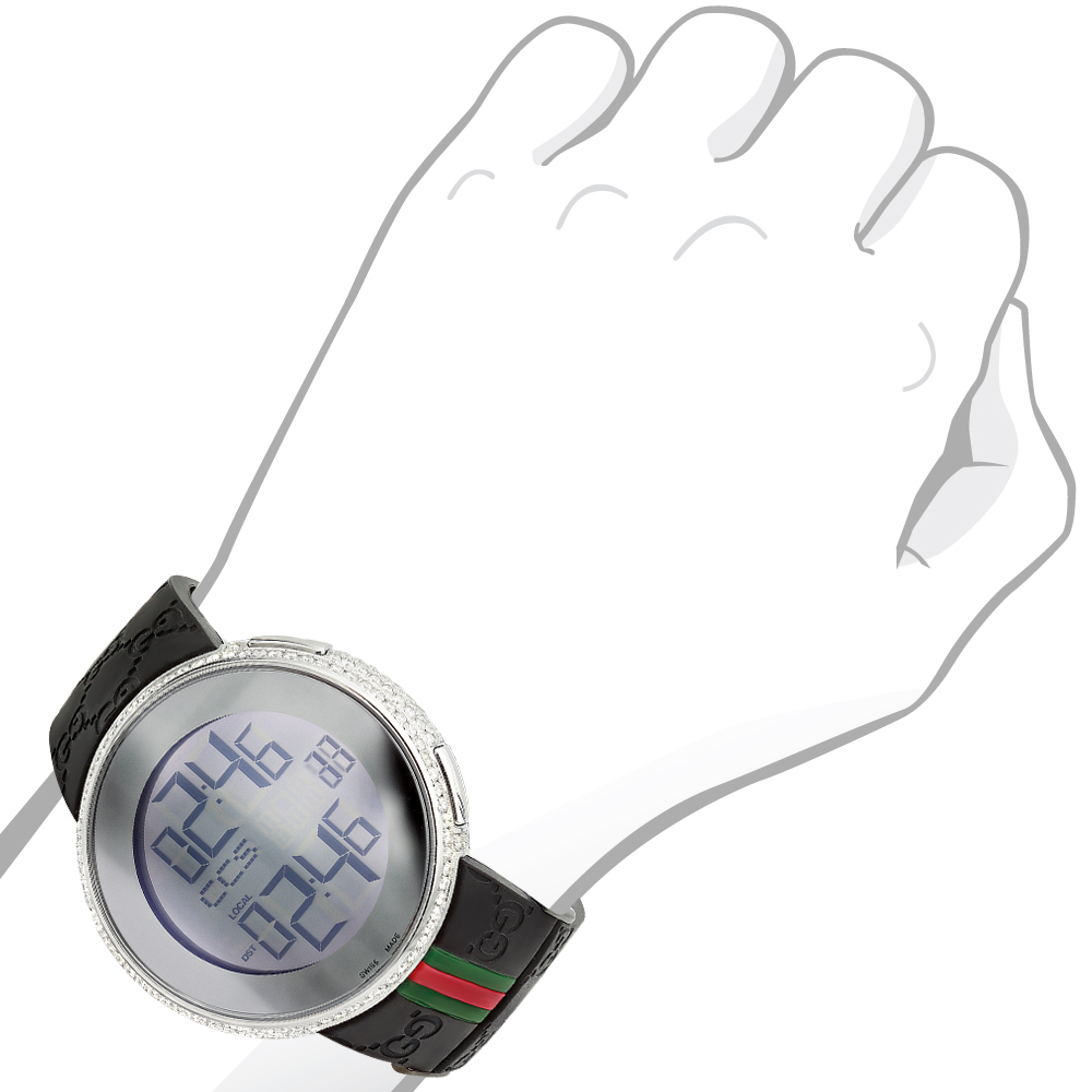 Series: I-Gucci
Dial size: 44mm Gucci Unisex I-Gucci Collection Black Rubber Strap Watch  main image 3