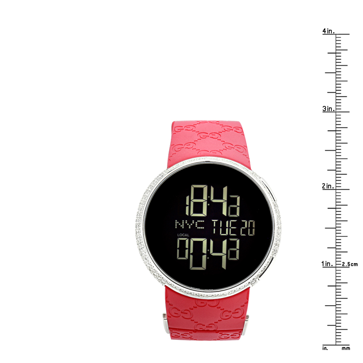 Men's Gucci I-Gucci Digital Steel Case Red Rubber Watch YA114212 965439