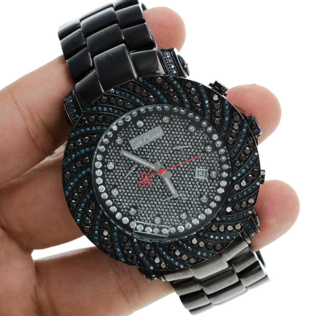 Men's Joe Rodeo Blue Black Diamond Watch 4.25ct 965332