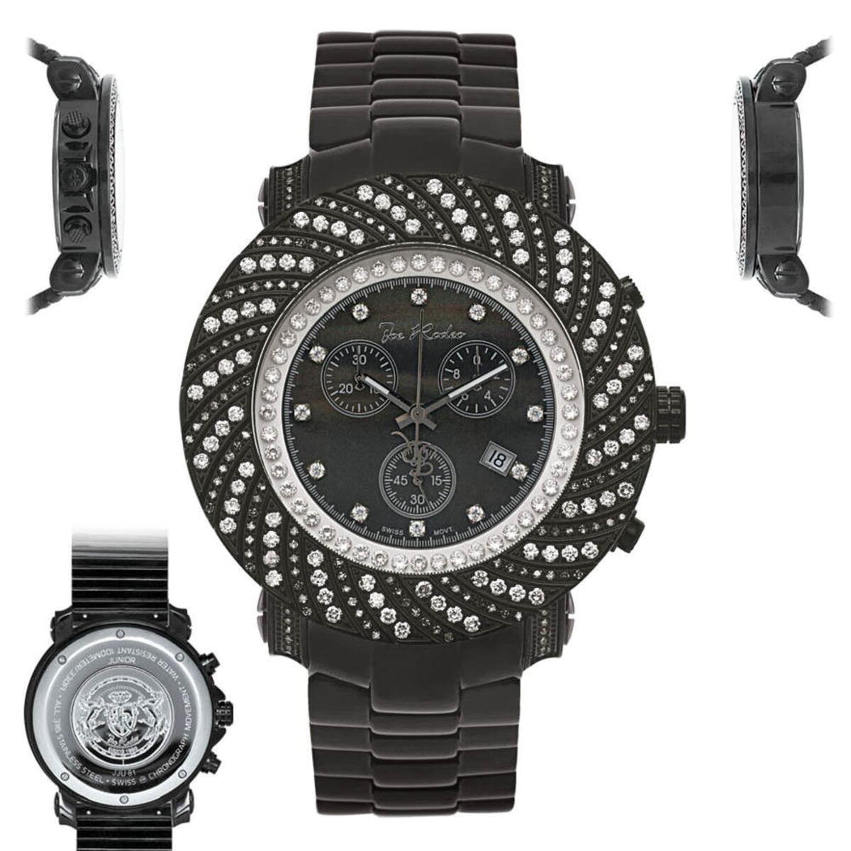 MENS JOJINO/JOJO/JOE RODEO BLACK DIAMOND WATCH CURSH DIAL