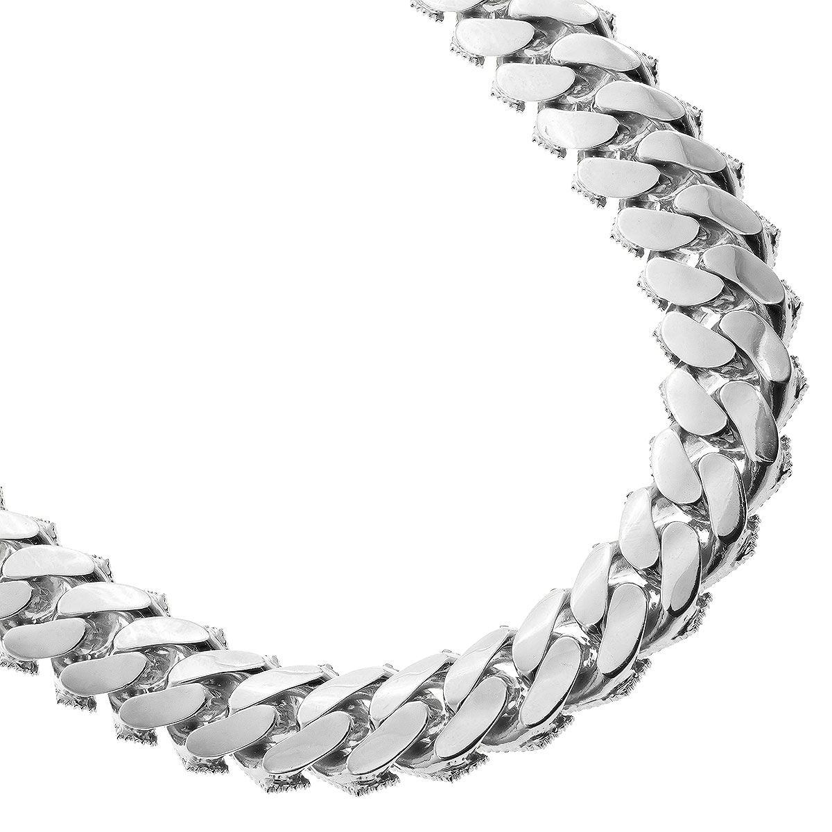Glitter シルバー ネックレス　Iced Out Prong Chain Iced Out Prong Chain Necklace 【14mm / SILVER】 | Glitter