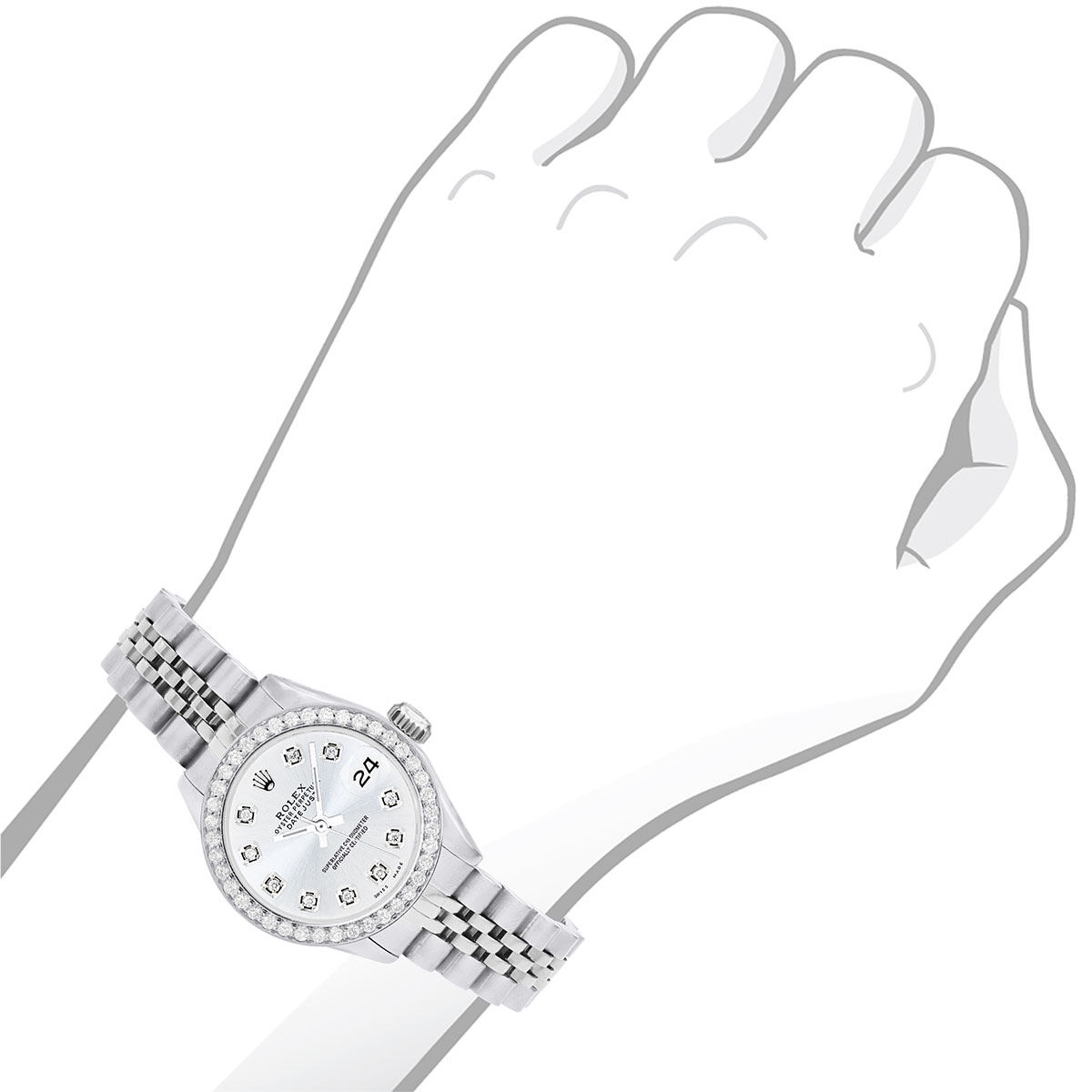 Ladies Rolex Datejust 69160 26mm Silver Dial Watch 0.9ct Diamond