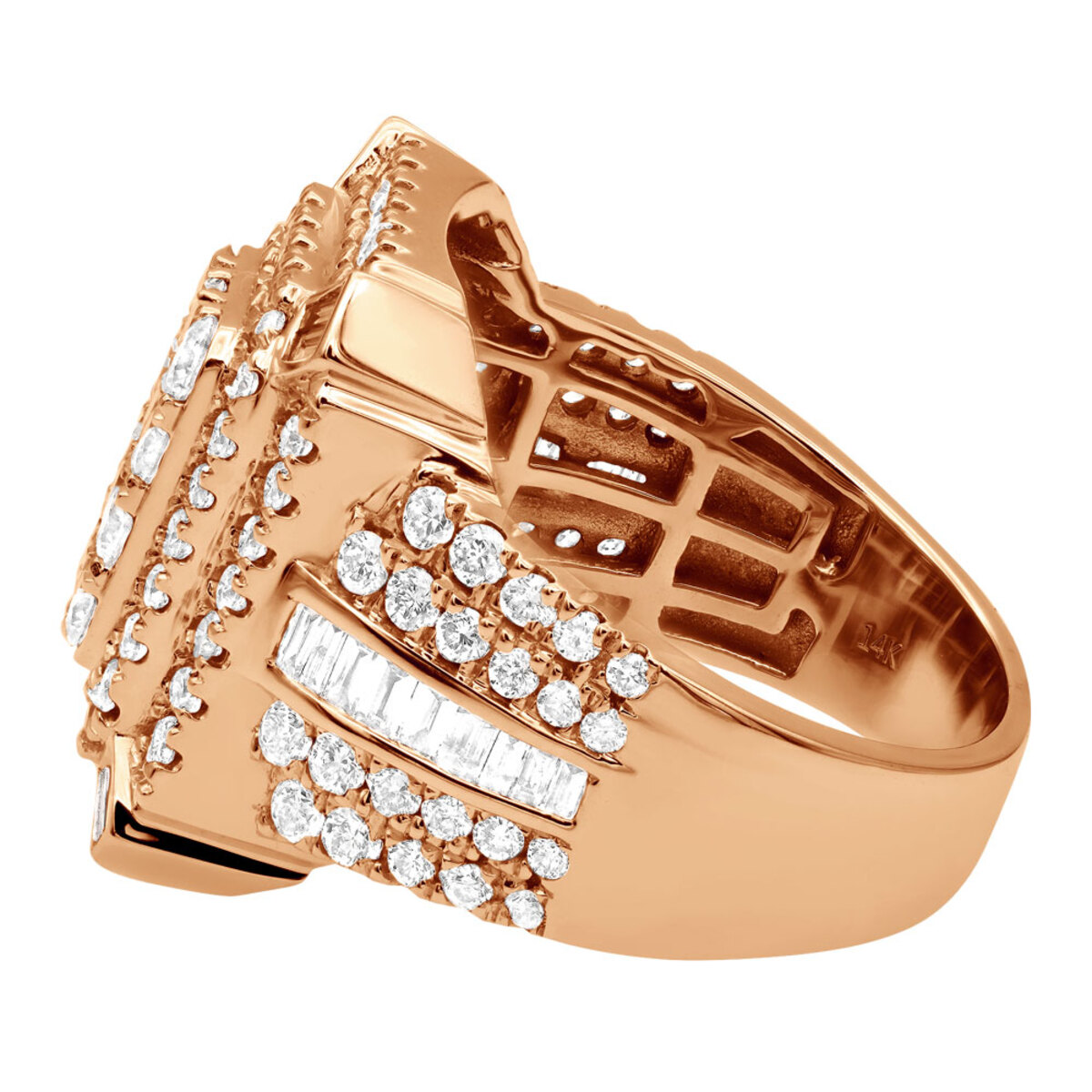 Unique 14k Gold Large Mens Diamond Statement Ring 3.5 Carat 803243