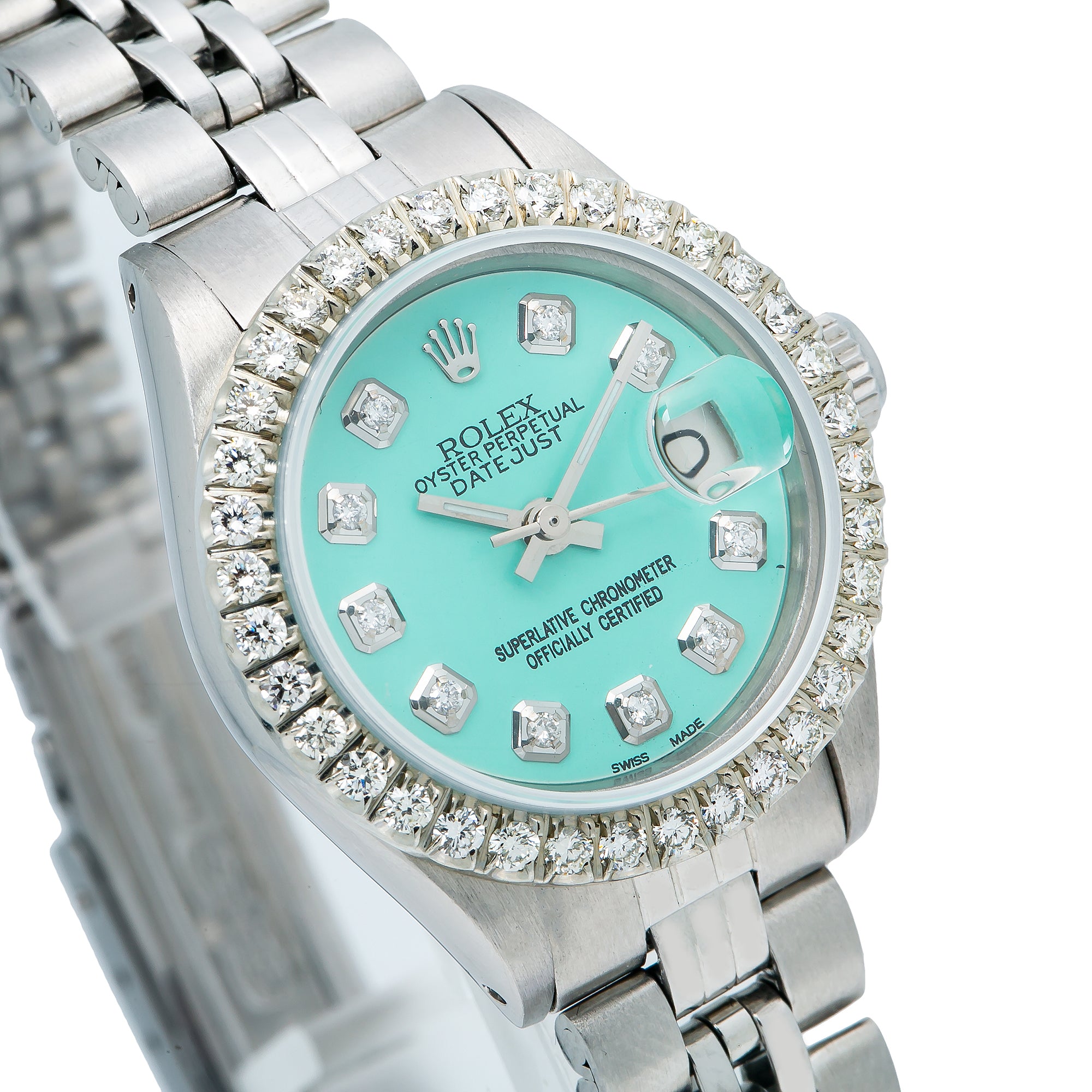?Sale? Rolex ladies 25mm oyster perpetual turquoise diamond steel watch Rolex Datejust 6917 26MM Turquoise Diamond Dial With  main image 3