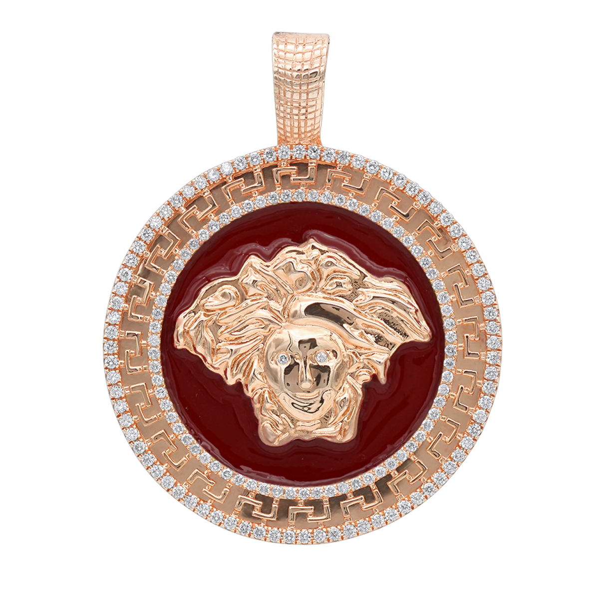 Mens Diamond Pendants Solid 10k Gold Medusa Head Medallion with