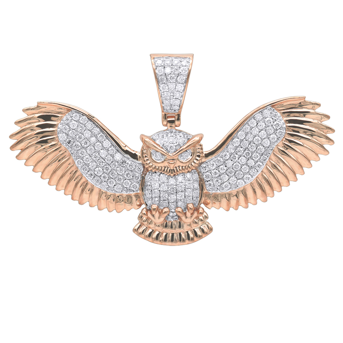 Large Genuine Diamond Owl Pendant 10K Yellow Gold 1 Carat 407057 display picture 3