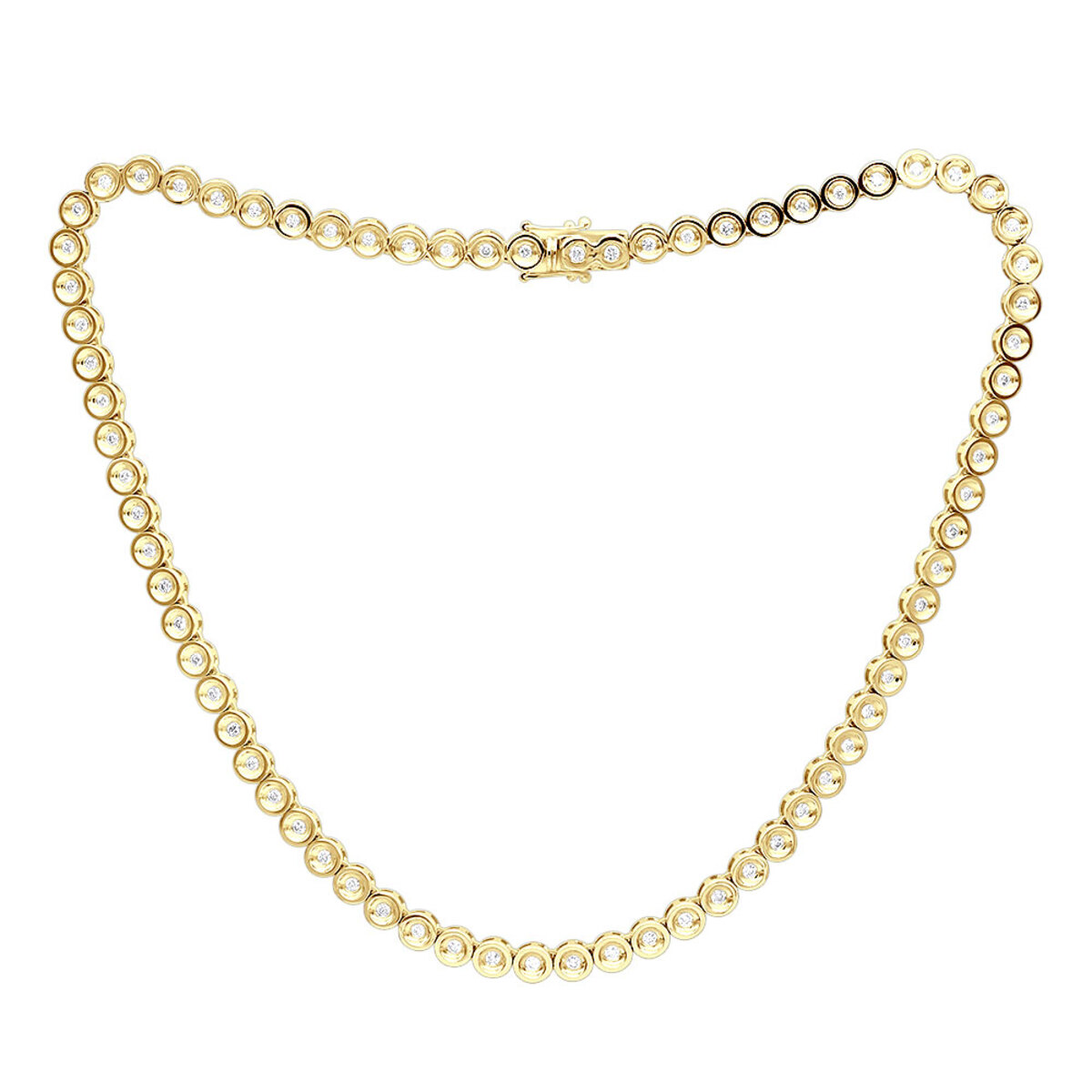 10k Gold Mens Diamond Chain with Round Diamonds 4 Carat Tennis Necklace