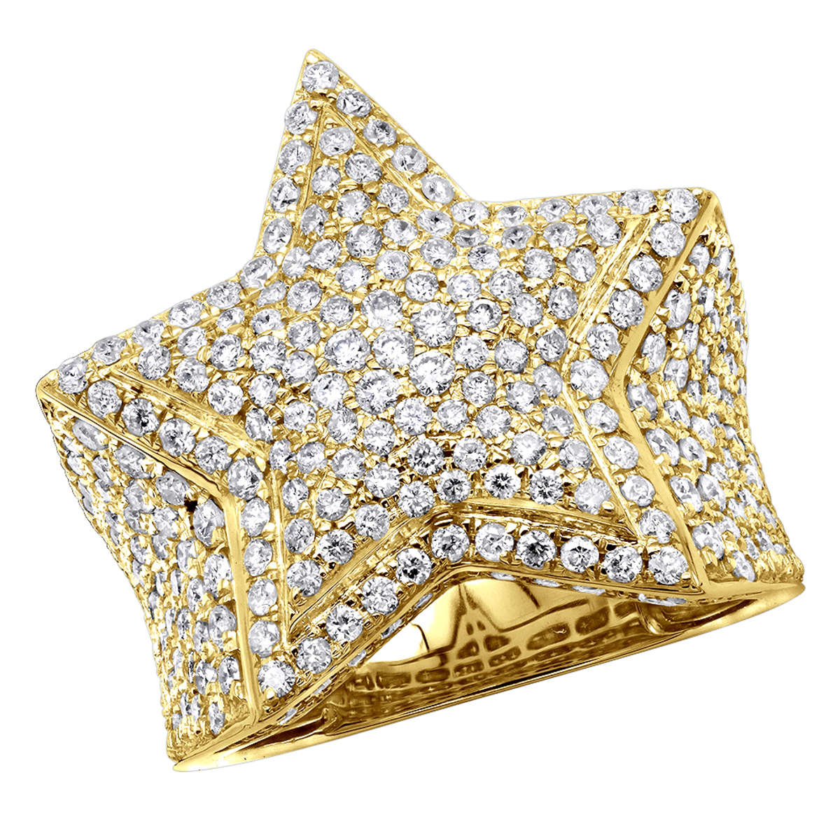 Hip Hop Custom Gold Color Plated Star Ring Iced Out CZ Stone Rings Charm  For Women Men Party Jewelry | Wish