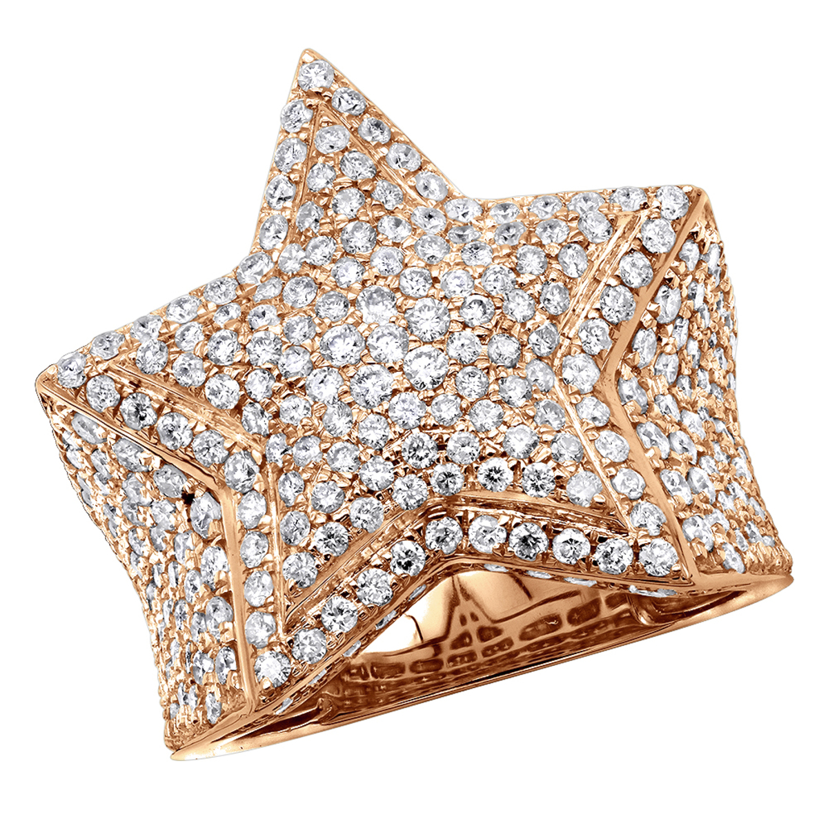 Lot De 5 Bagues Iced Out Pour Homme - Plaqué Or 14K - Taille 7 à 12 - Style Hip Hop Bling Avec étoile Et Dollar - 3