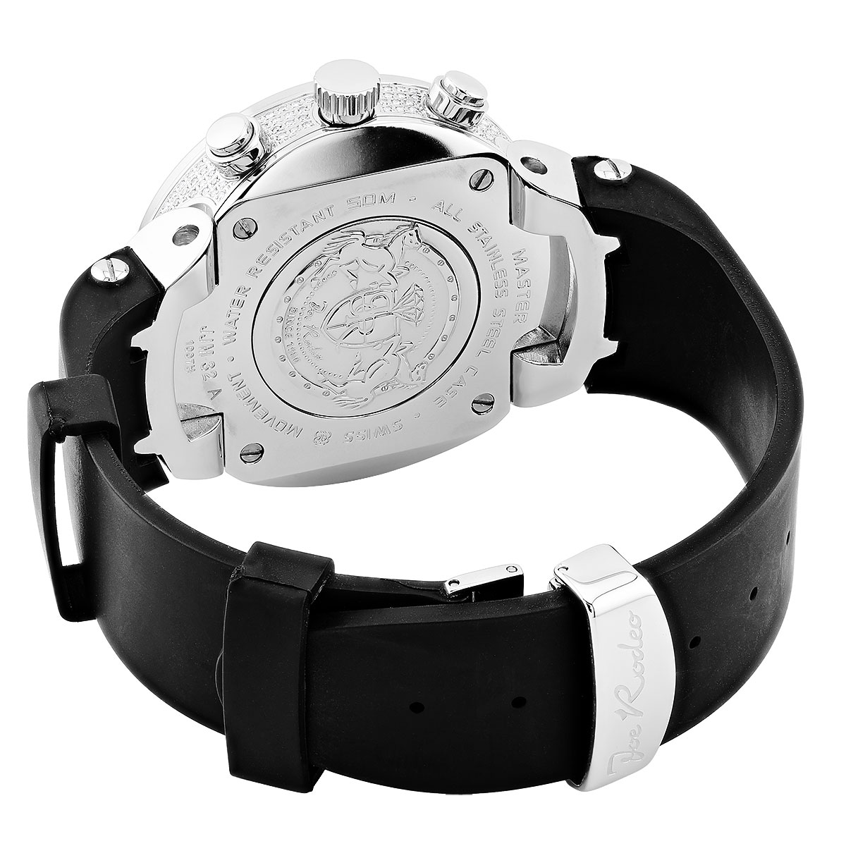 Joe Rodeo Master Watch for Men 46mm Diamond Bezel Black Rubber