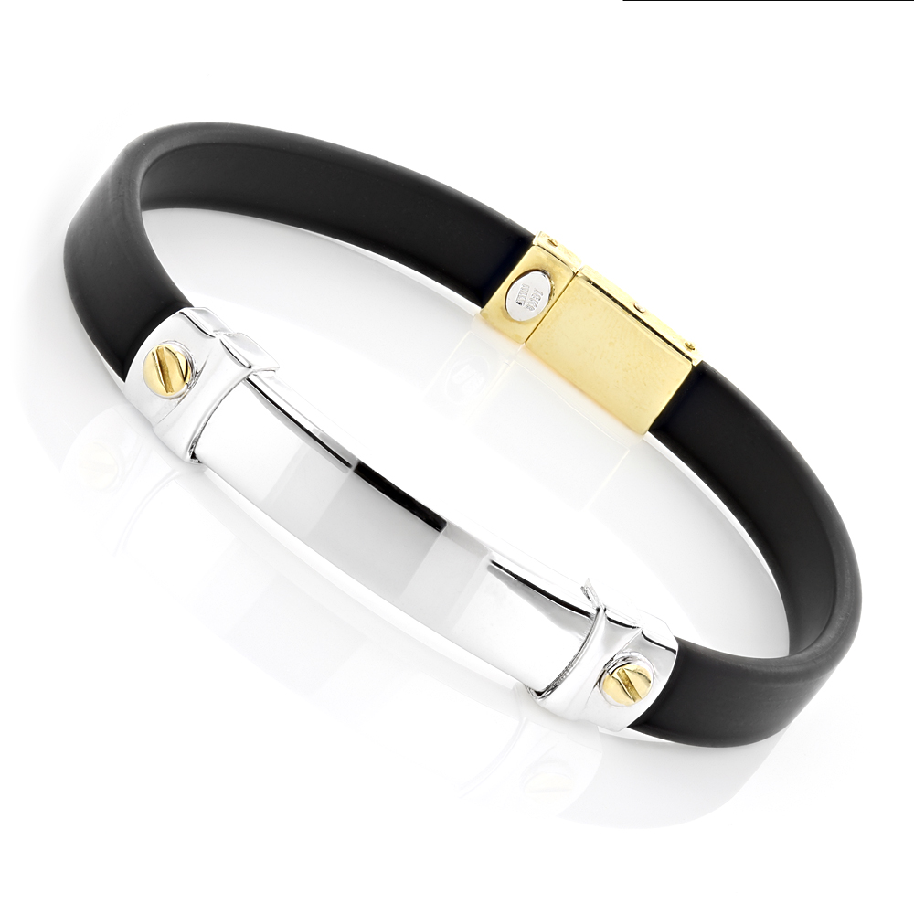 Ladies 18K Gold and Rubber Bracelet 5/16 in (8mm) 890426