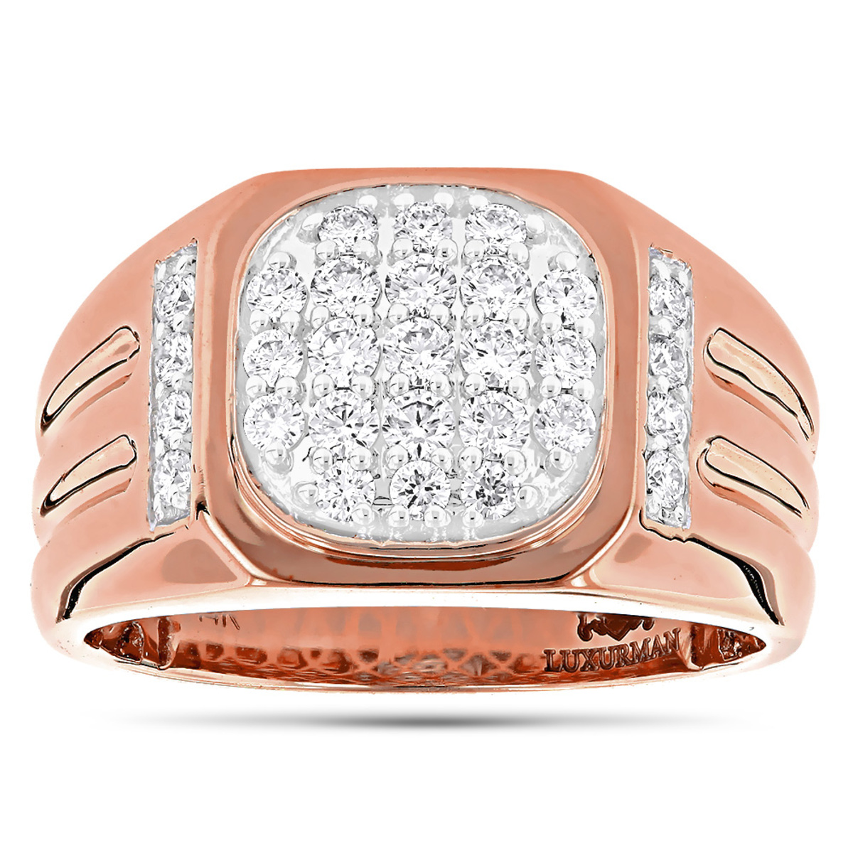 Luxurman 1 Carat Men's Diamond Ring 14k Yellow Rose White Gold Pinky