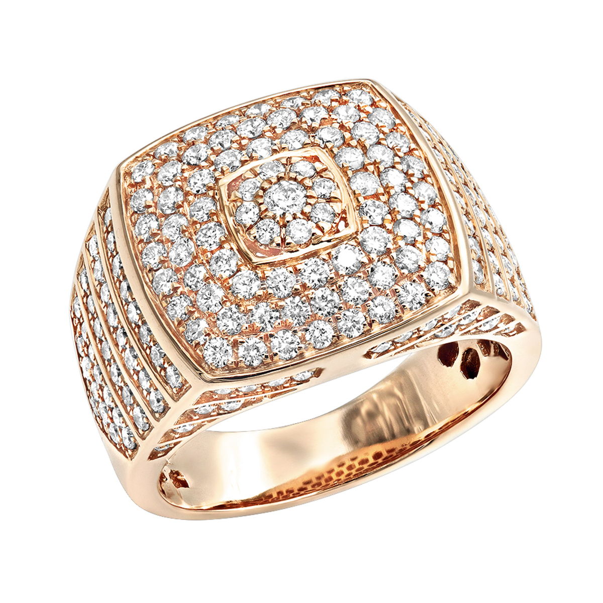 Luxurman 10K or 14K Gold Mens Diamond Ring Square Shape 2.5ct