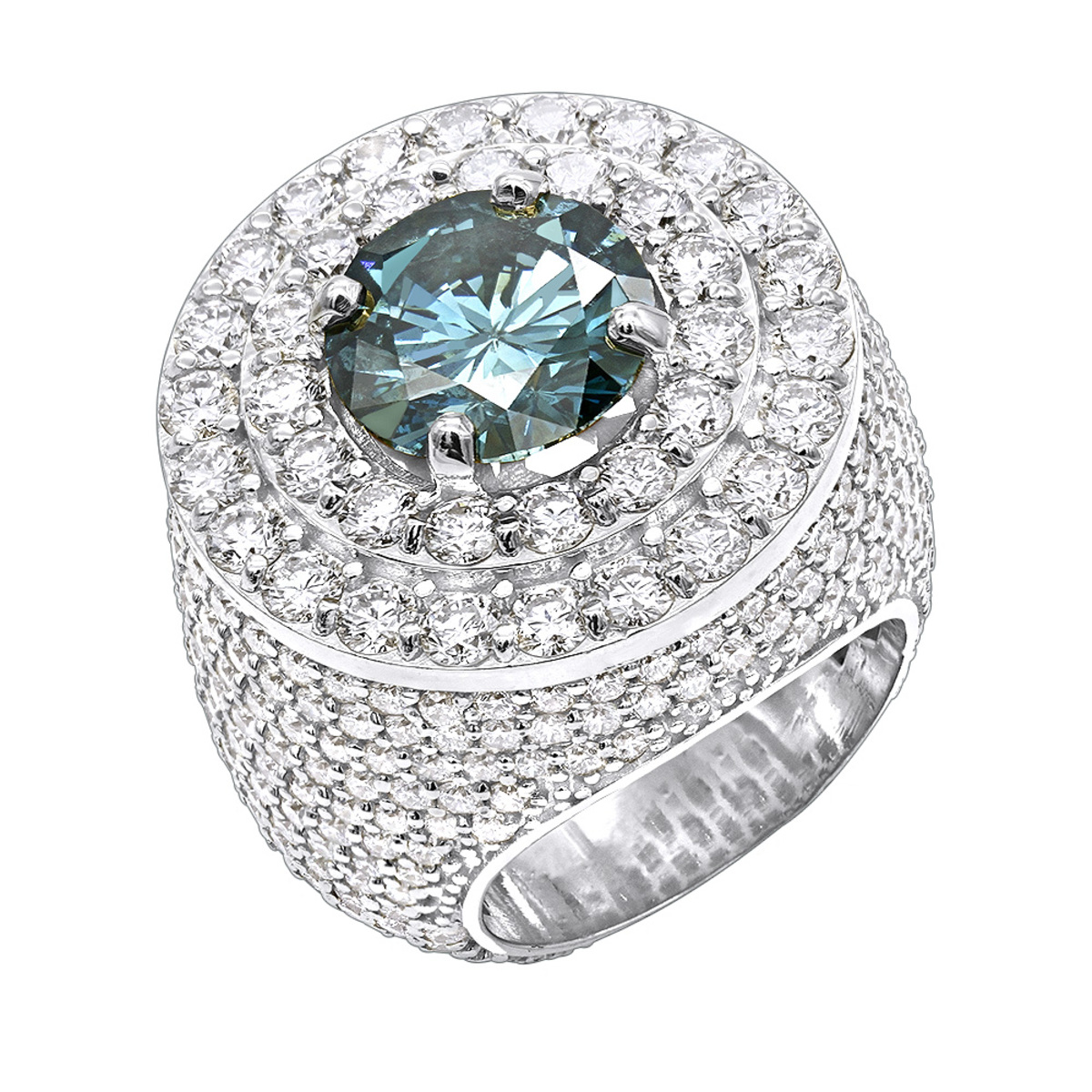 Luxurman Statement 10K or 14K Gold Unique White Blue Diamond Men's
