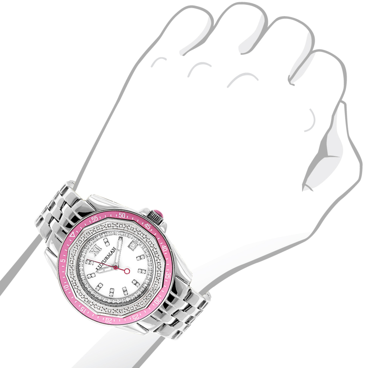 Luxurman Womens Diamond Pink Watch 0.25ct 967467
