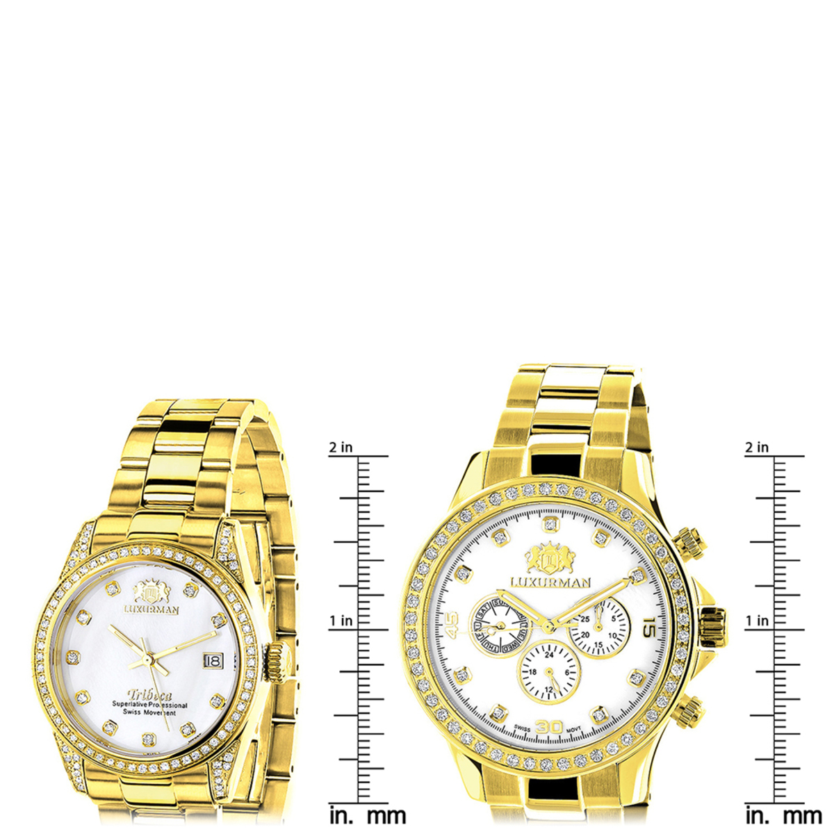Matching His and Hers Luxurman Yellow Gold Plated Diamond 