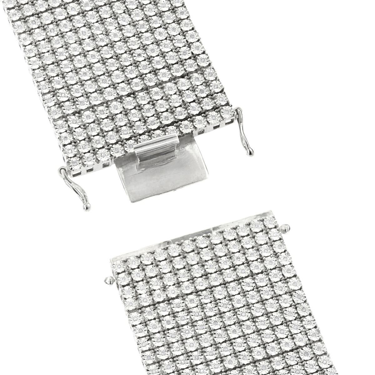 Sterling Silver Mens Diamond Cuff Bracelets 2 Carat 12 Row Tennis