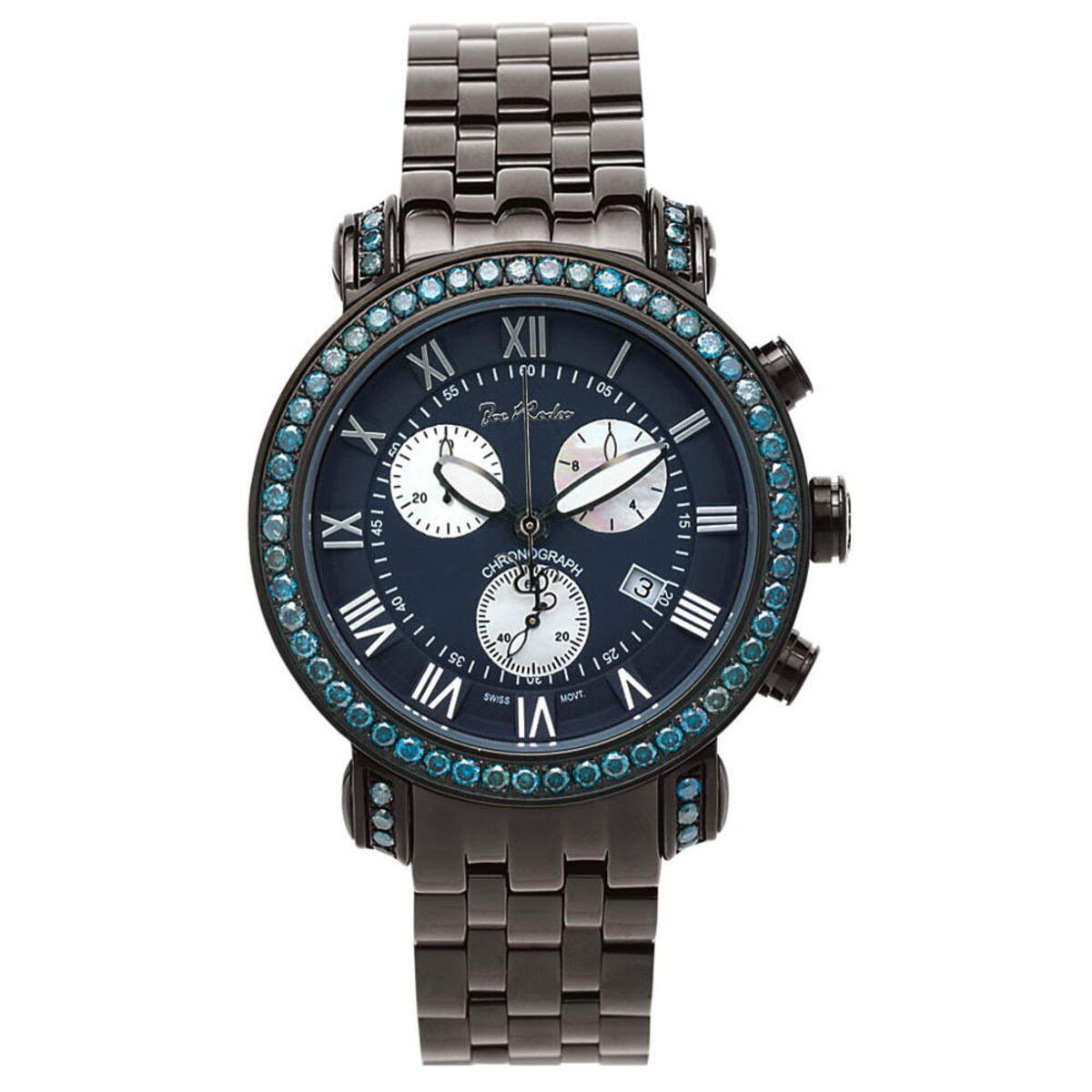 Mens Joe Rodeo Blue Diamond Watch 5.50ct Classic 965324