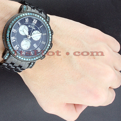 Mens Joe Rodeo Blue Diamond Watch 5.50ct Classic 965324