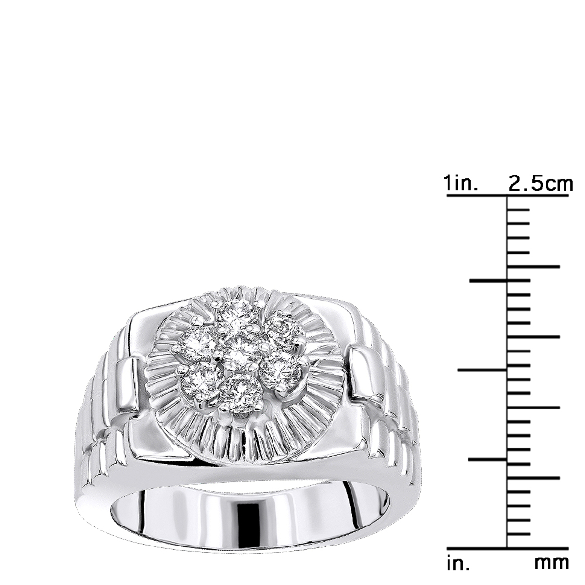 Mens Rings 14K Gold Rolex Style Mens Diamond Ring .95ct 004900