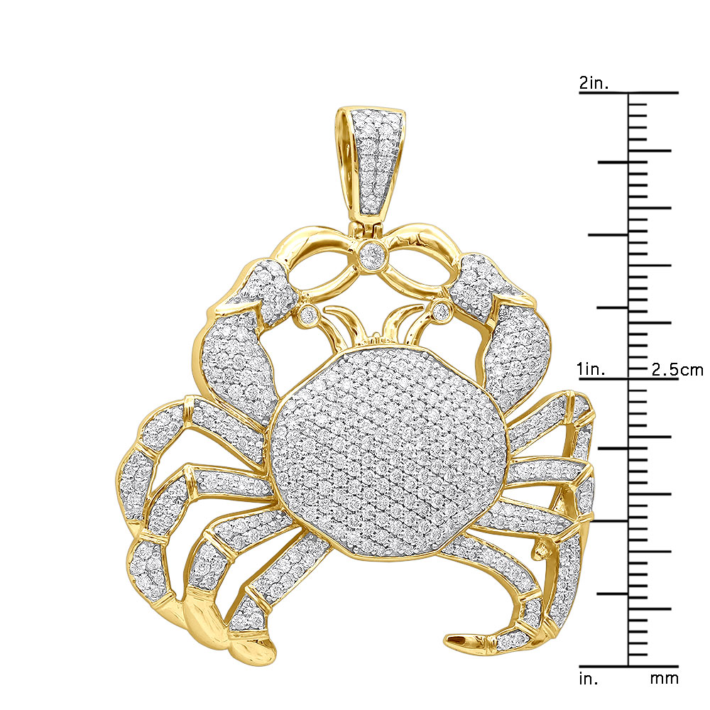 10K or 14K Gold Diamond Cancer Zodiac Pendant for Men 3ct | Crab
