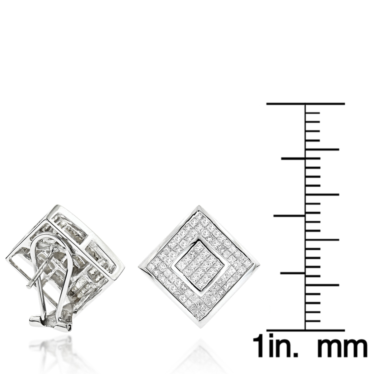 Princess Cut Diamond Earrings 2.50ct 14K Gold 405017