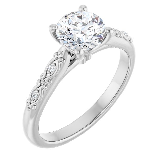 Item Code: ST192DNR, Warranty: 12 months, Ring Style: Birthstone, Metal: 14K Gold, Bridal: Bridal, Engagement, Setting Type: Accented, Personalization: Yes, Jewelry Shape: Round, Carat Weight: 1 ct, Type of Gemstone: Diamond, Shape: Round, Color: H, Clarity: SI1, Stone Setting Type: Prong, Pinpoint.