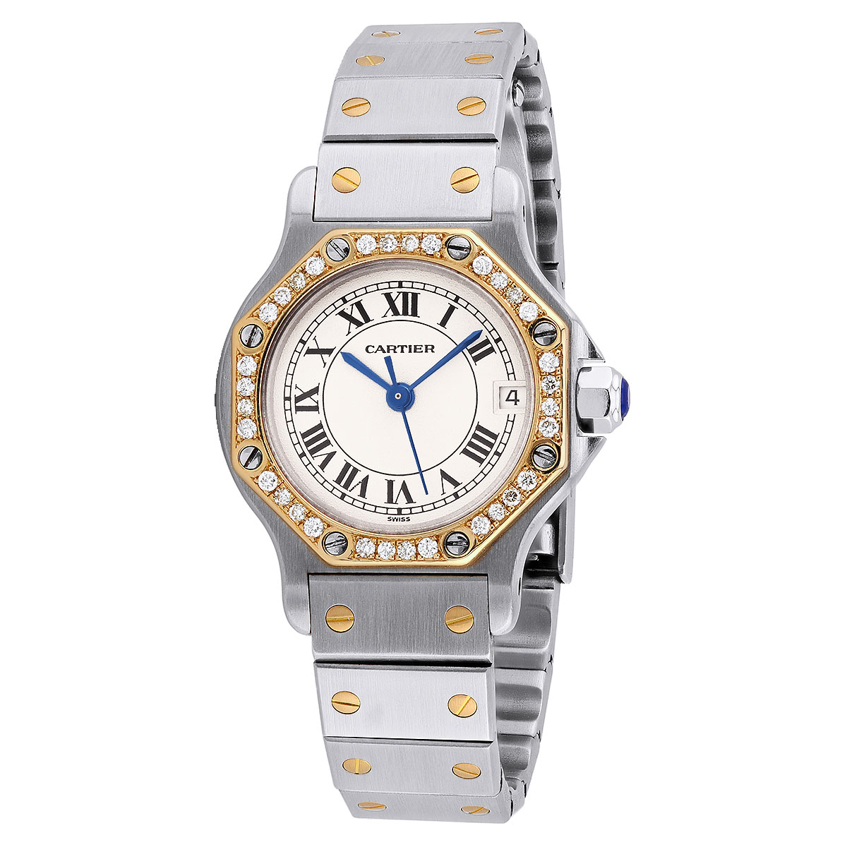 Cartier Santos Octagon 18K Gold and Stainless Steel Diamond