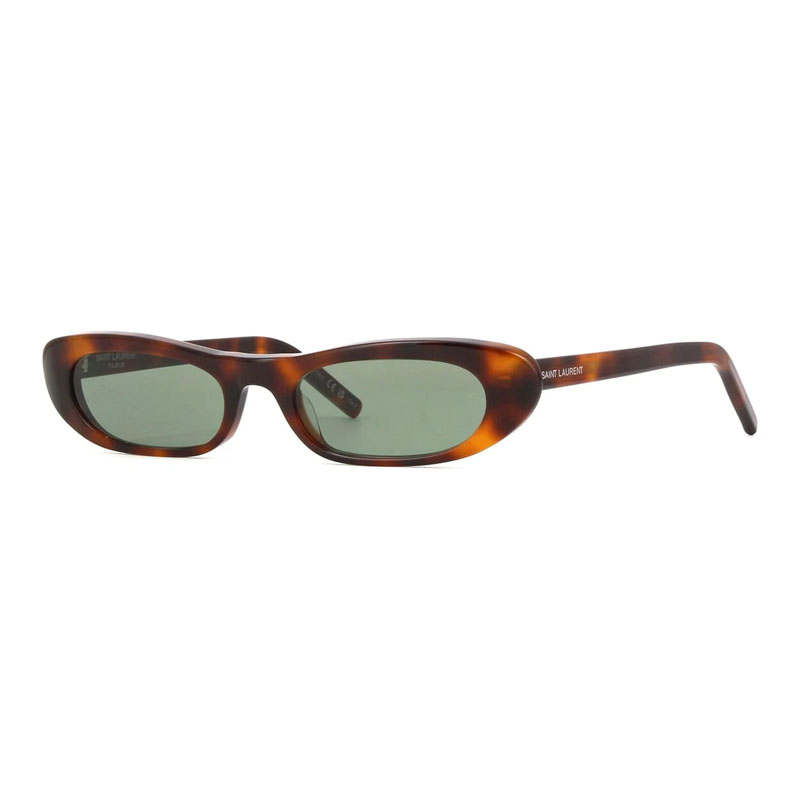 Saint Laurent SL557 SHADE 002 Sunglasses Havana Oval Frame, Green Lenses Occhiali da sole Saint Laurent SL 557 SHADE 002 Avana Medio  main image 4