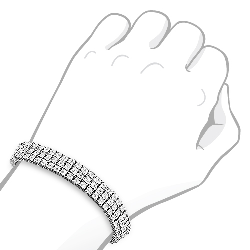 Bracelet Tennis En Argent Sterling 925 Avec 1ct De Diamants - 3 Rangées, Taille 7.25, Neuf Sans Emballage