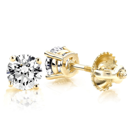 1 Carat Diamond Stud Earrings wtih Round Diamonds 14K White Gold 004580