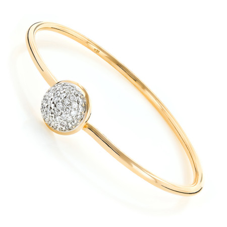 Ladies Pave Diamond Ball Bangle Bracelet 1 ct 10K Gold 100238