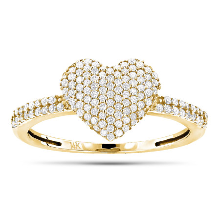 14K Gold Diamond Heart Ring for Women 0.39ct 406273