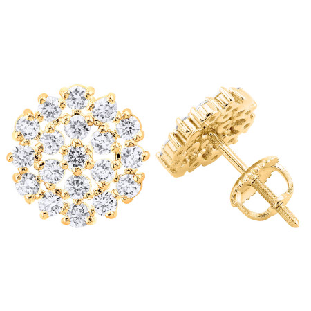 14K Gold Diamond Stud Earrings | Unisex Cluster Design | 0.8сt HD1314