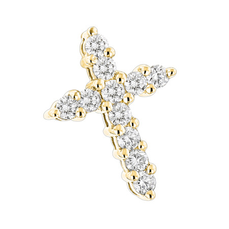14K Gold Round Diamond Cross Pendant for Men and Women 0.55ct 008756