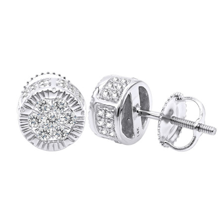 14K Solid Gold 2 Carat Look Diamond Stud Earrings 0.5ct Clusters Luxurman 406863