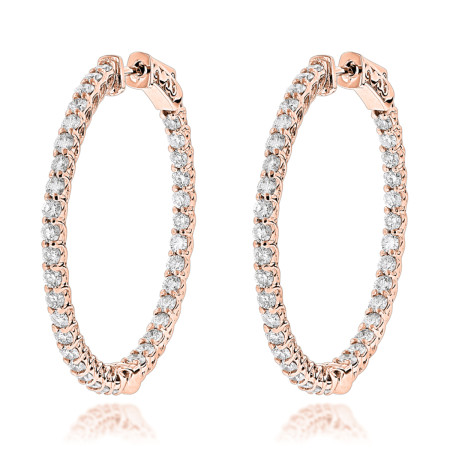 Diamond Hoops 14K Gold Diamond Hoop Earrings Inside Out 3.5ct 800480