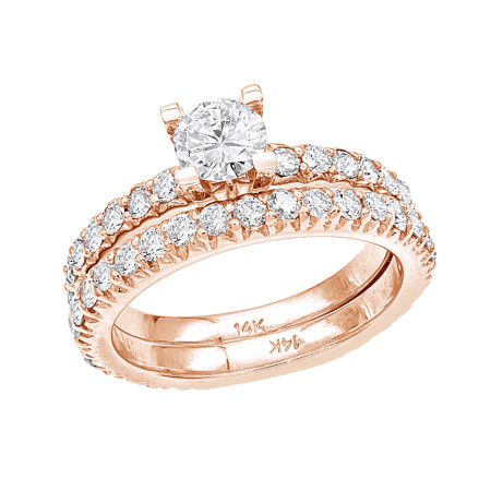 14K Gold Unique Diamond Engagement Ring Set 2.15ct 005546