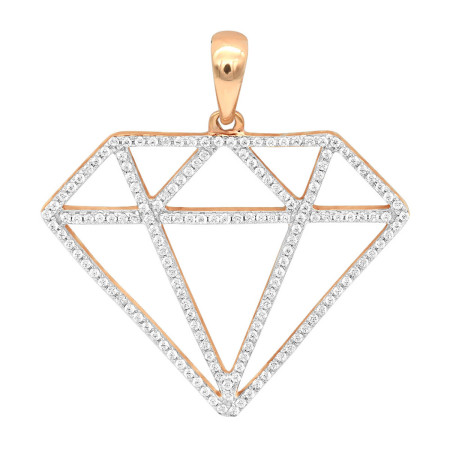Large Size Diamond Shape Charm Pendant 0.5CT in 14K Gold by Luxurman 407033