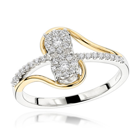 Love & Friendship 14K Gold 2 Cluster Diamond Ladies Ring 0.25ct 802920