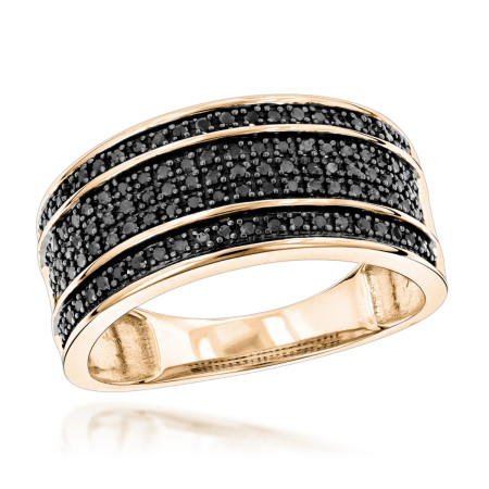 Unique 10K Gold 5 Row Black Diamond Wedding Band 501561