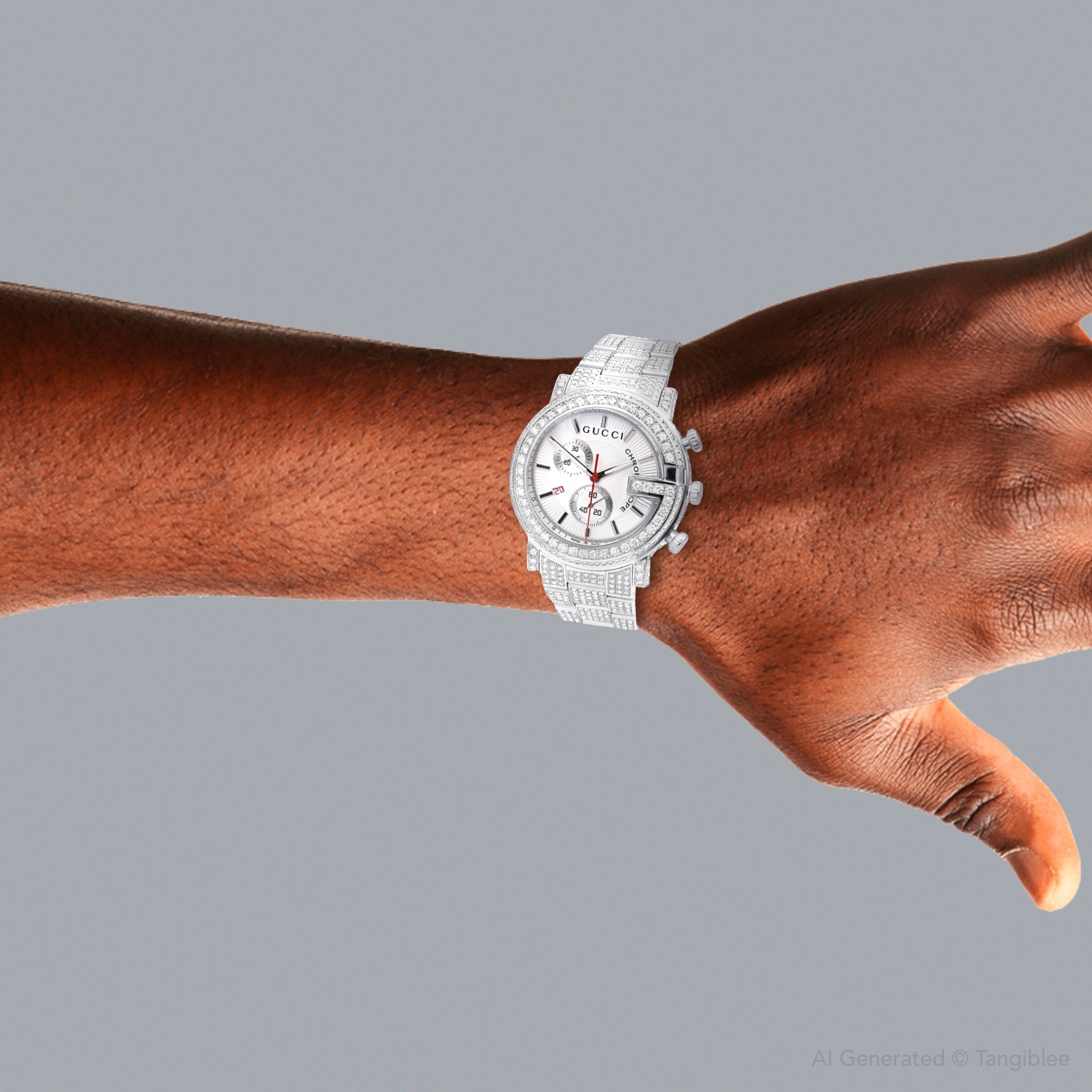 Diamond Gucci G-Chrono Watch for Men White Dial Chronograph 15ct