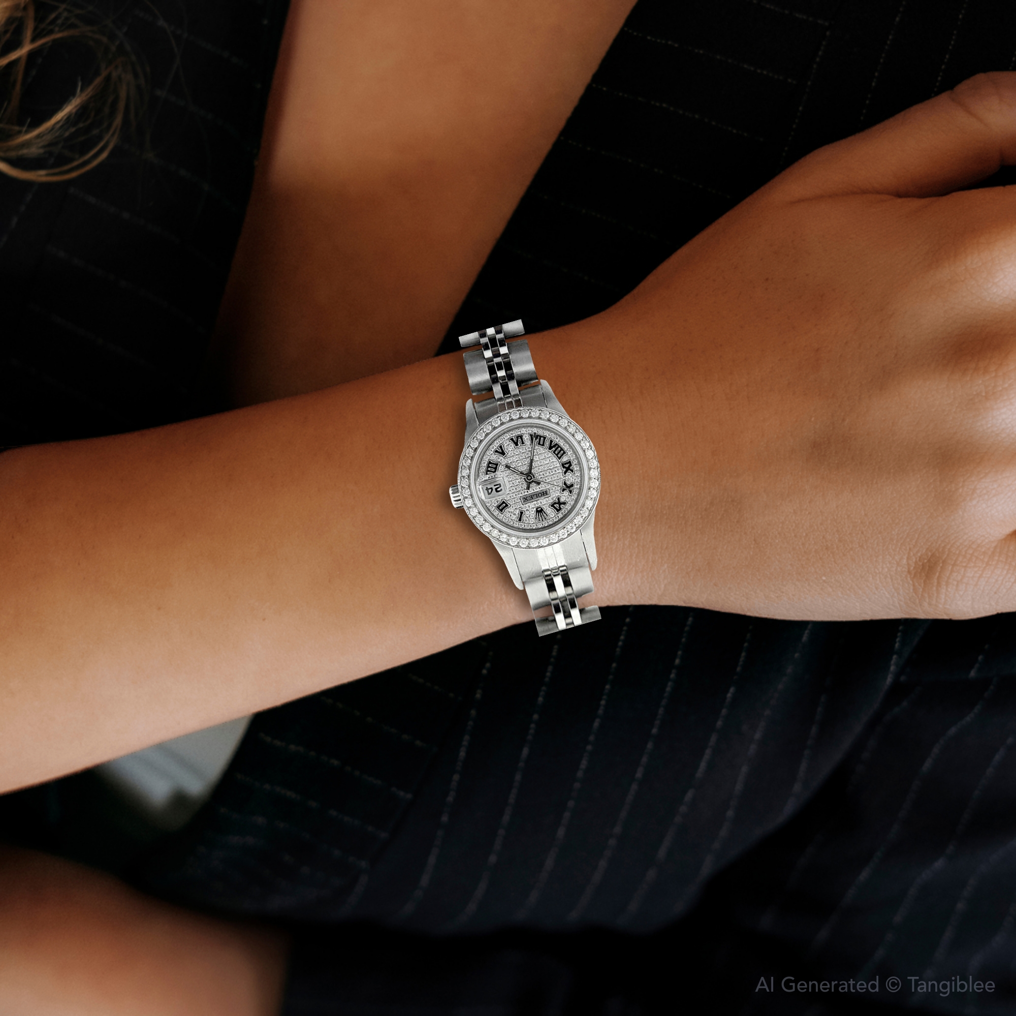 Rolex Datejust Iced Out Diamond Watch for Women Stainless