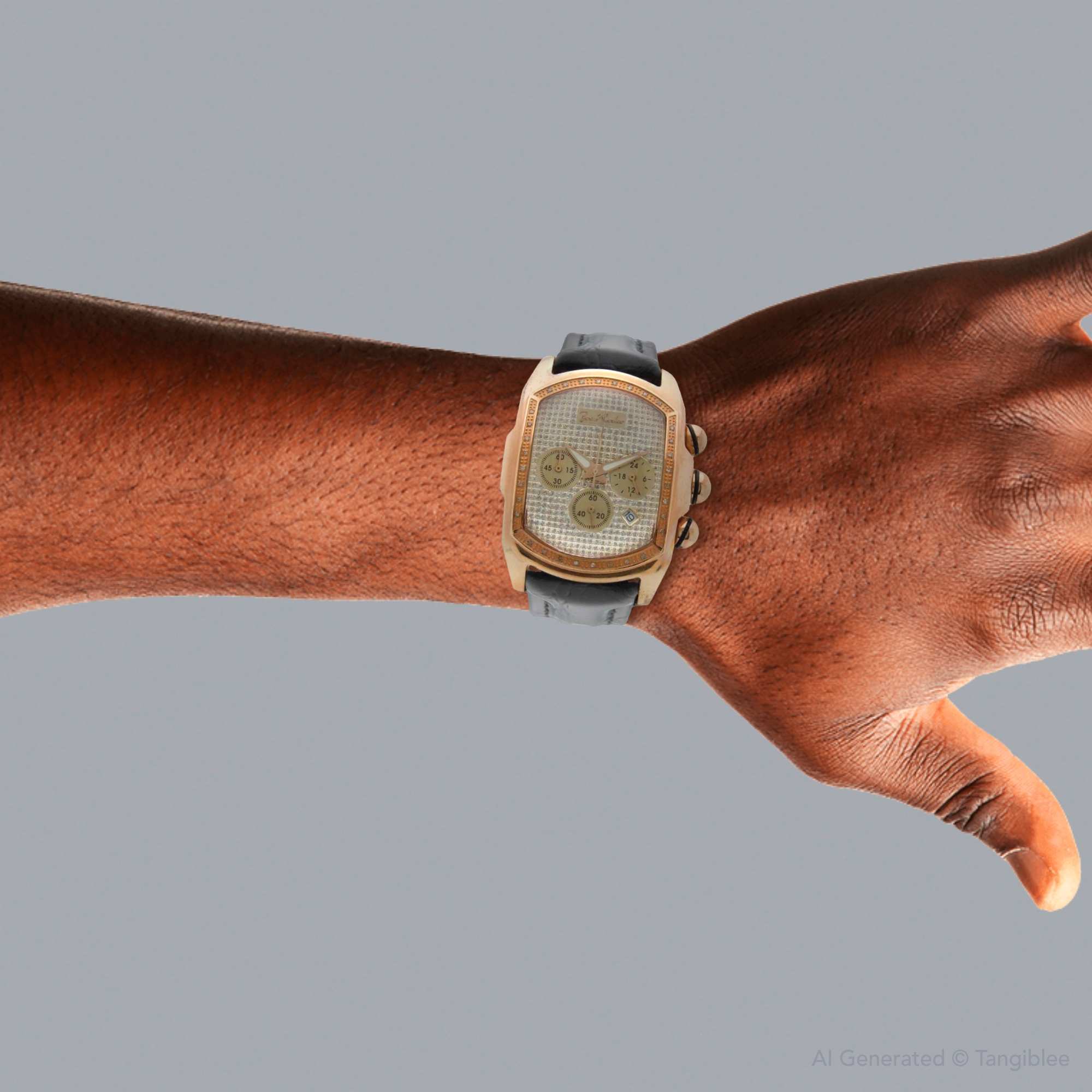 Men's Joe Rodeo King Diamond Watch 36mm Rectangular Case Leather