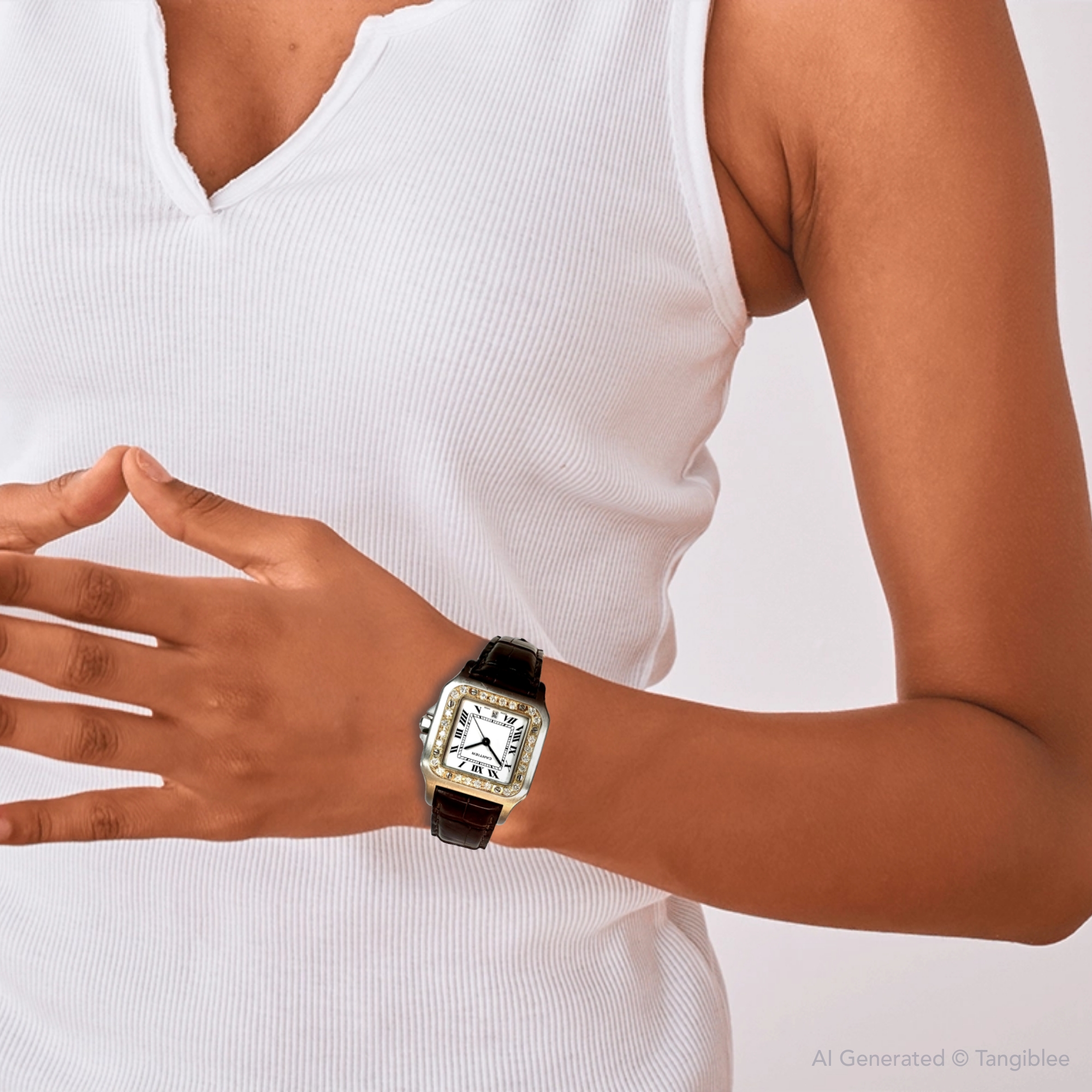 CARTIER Santos GalbeeSM YG bezel white Dial Automatic Ladies Watch_960641 Cartier Santos Galbee Stainless Steel & 18K Yellow Gold  main image 2