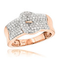 14K Gold Buckle Ring with Diamonds 0.8ct for Women